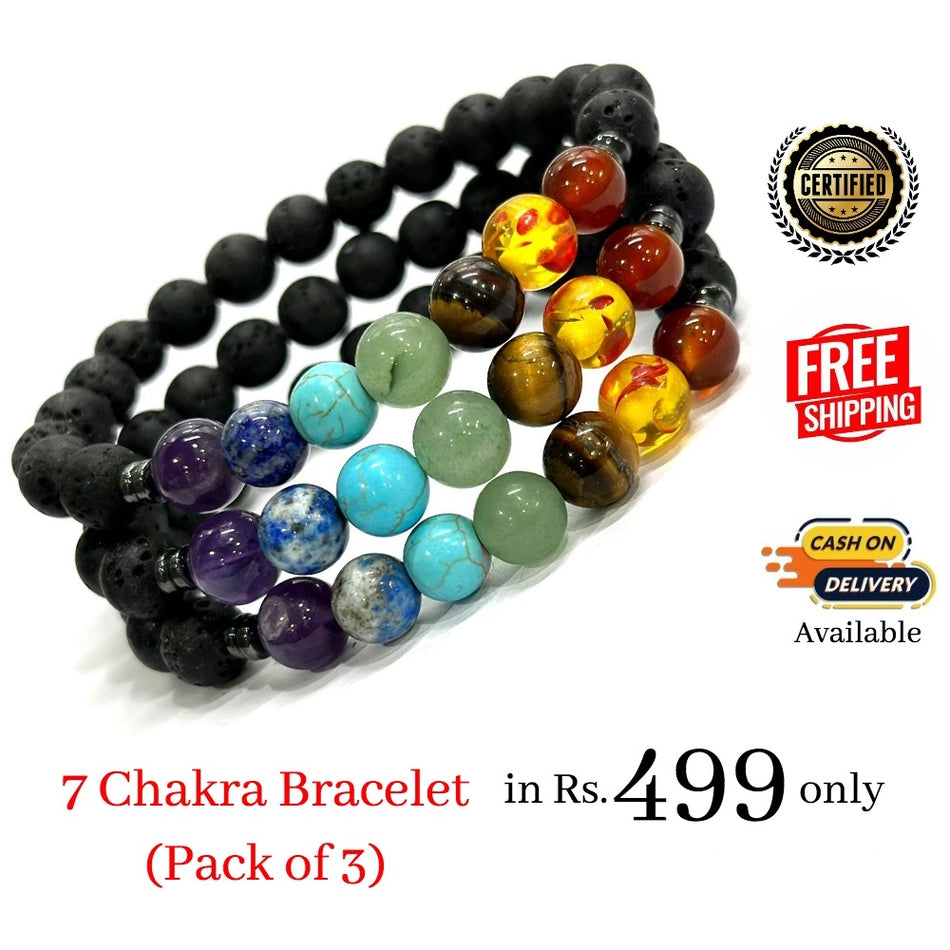 7 Chakra and Black Lava Stone - Lava Stone Bracelet - MagicCrystals – Magic  Crystals